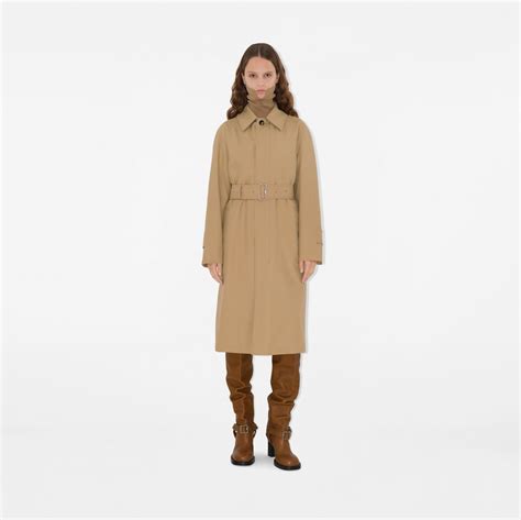 Long Gabardine Winchester Car Coat in Flax 